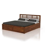 Solid Sheesham Wood Lyon King Size Bed with Box Storage