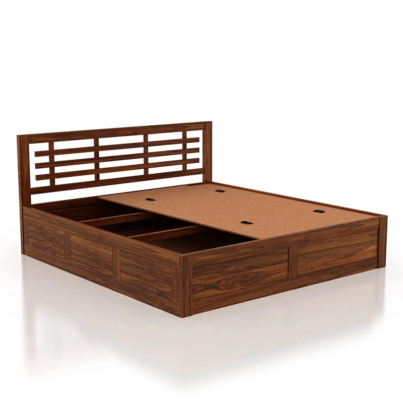 Solid Sheesham Wood Lyon King Size Bed with Box Storage
