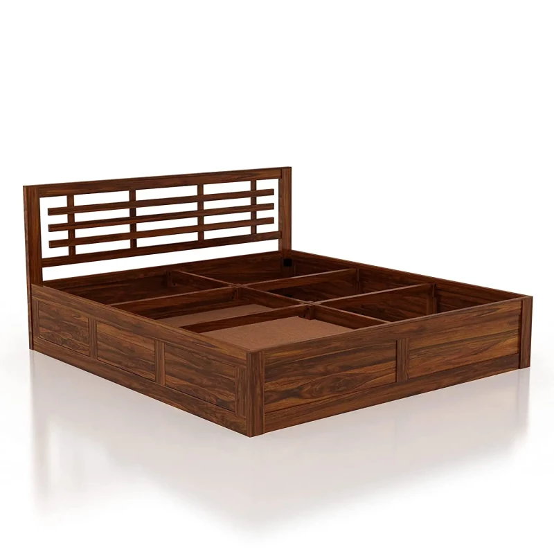 Solid Sheesham Wood Lyon King Size Bed with Box Storage