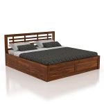 Solid Sheesham Wood Lyon King Size Bed with Box Storage