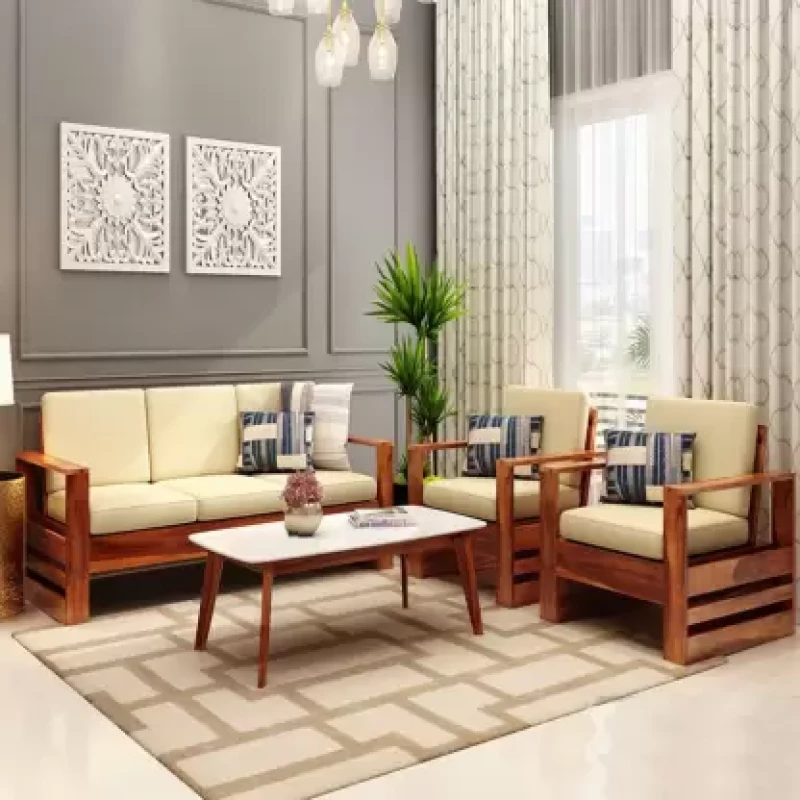 Furniture Sheesham Wood 5 Seater Wooden Sofa set