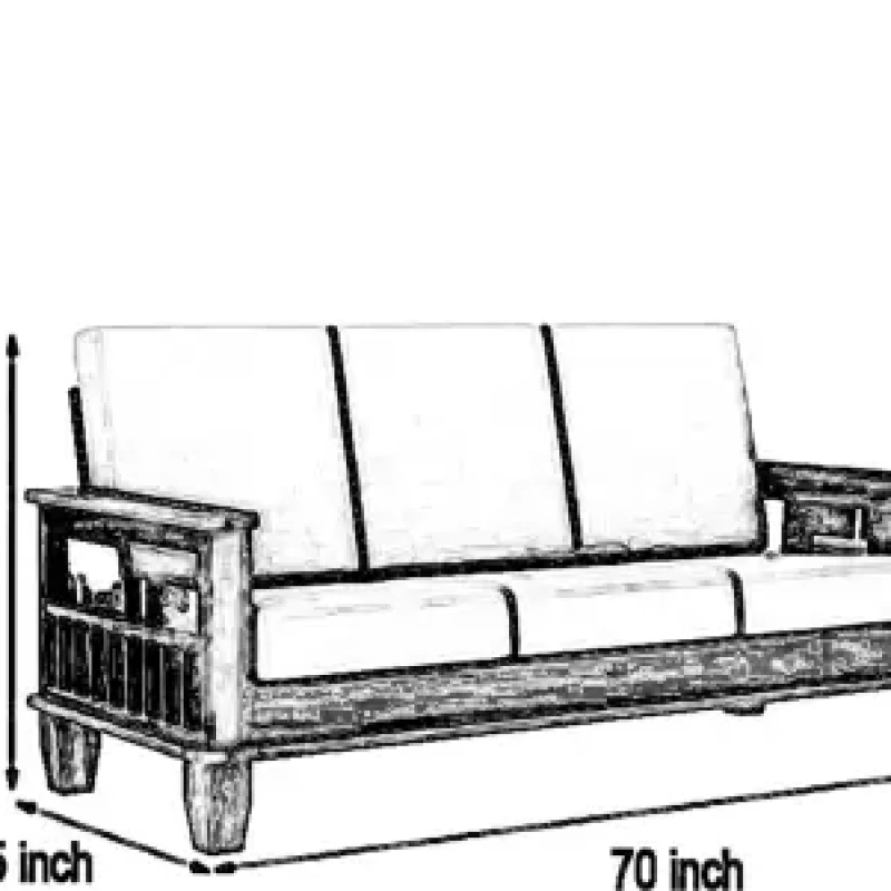Furniture Solid Wood 5 Seater Wooden Sofa set for living Room