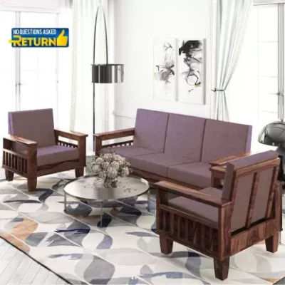 Furniture Solid Wood 5 Seater Wooden Sofa set for living Room